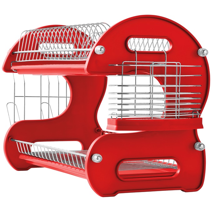 Space-Saving 2-Tier Dish Drying Rack with Utensil Holder, , large