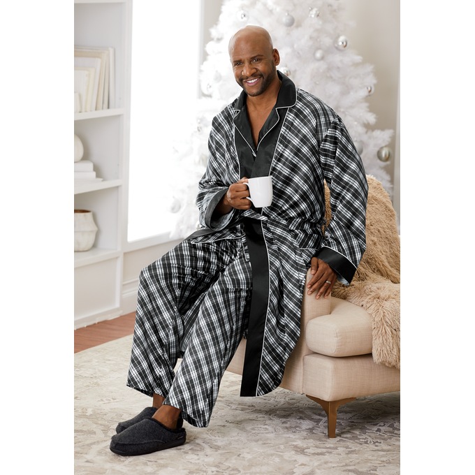 Black & White Pajamas & Robe by Steve Harvey, , large