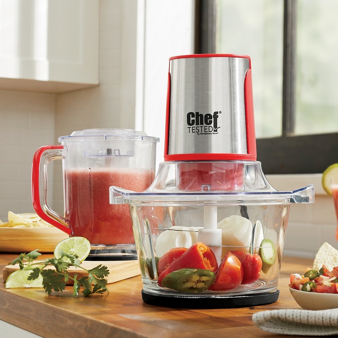 Chef Tested Food Chopper & Blender by Wards, Red, large