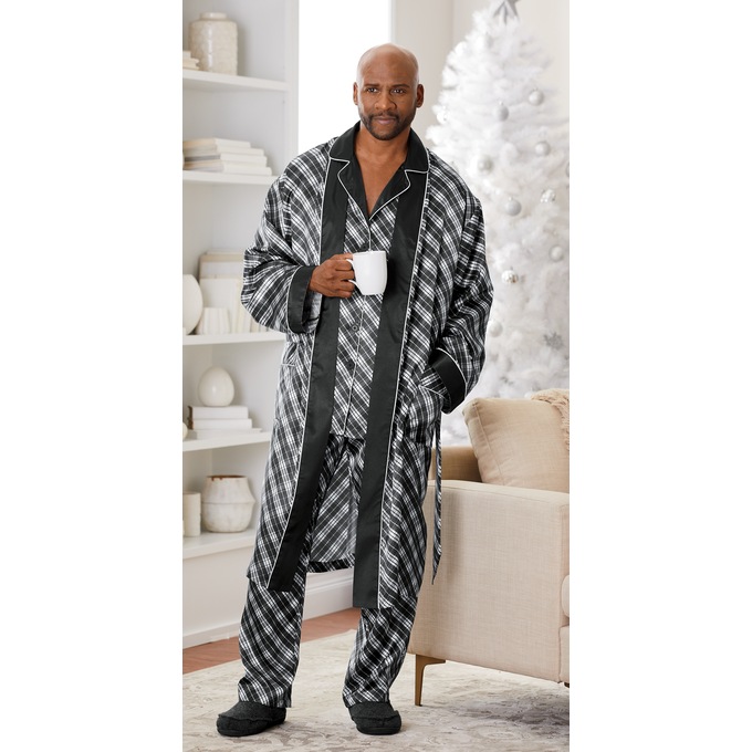 Black & White Pajamas & Robe by Steve Harvey, , large